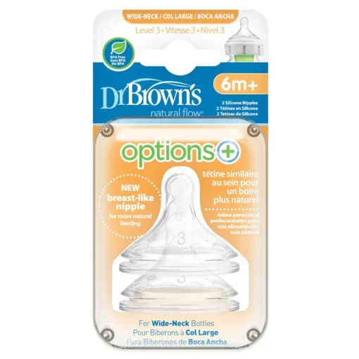 Dr Browns Options+ Wide Neck Silicone Teats 2 pack