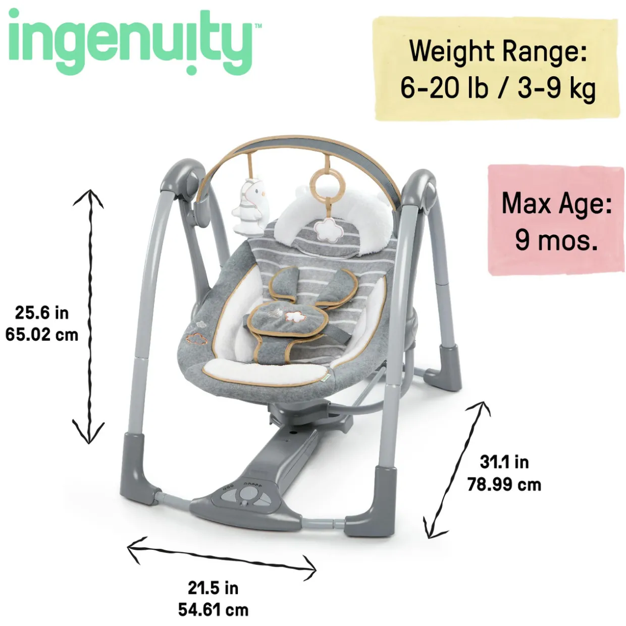 Ingenuity Boutique Collection Swing n Go Portable Swing