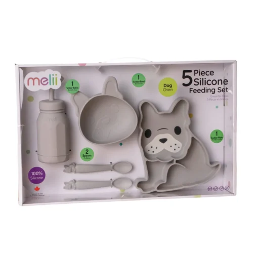Melii Silicone 5 Piece Feeding Gift Set - Bulldog