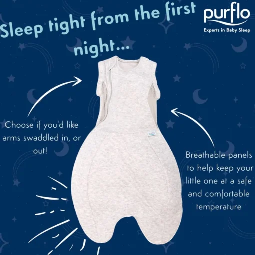 Purflo 2.5 tog Swaddle to Sleep Bag - All Seasons
