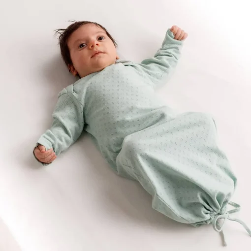 The Sleep Store Organic Cotton Pointelle Drawstring Baby Gown