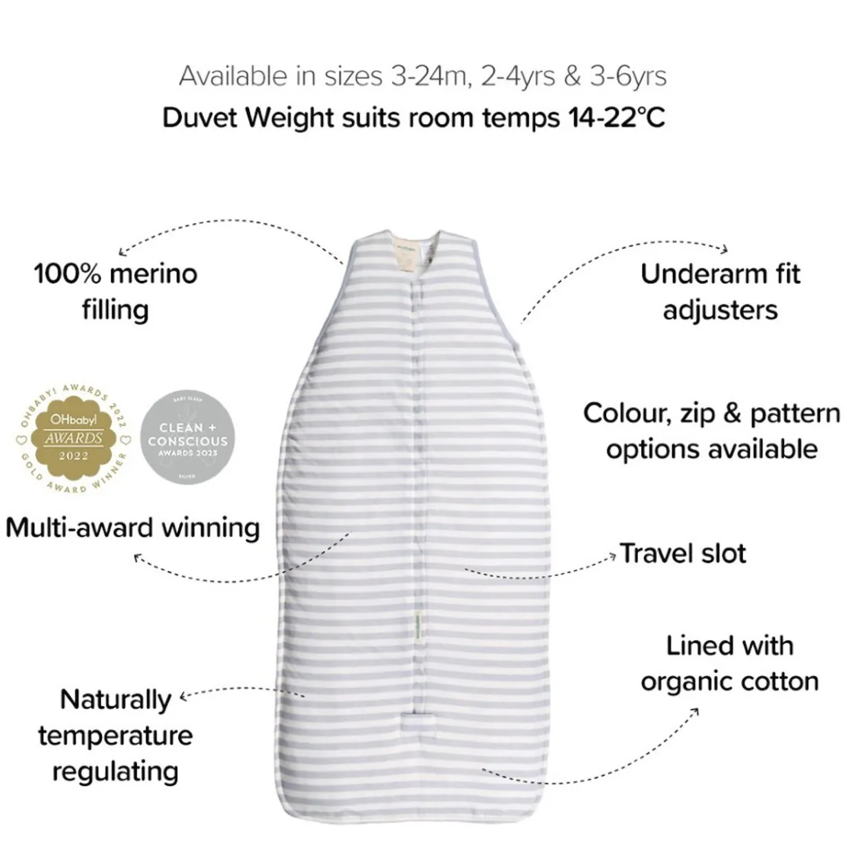 Woolbabe Duvet Front Zip Sleeping Bag