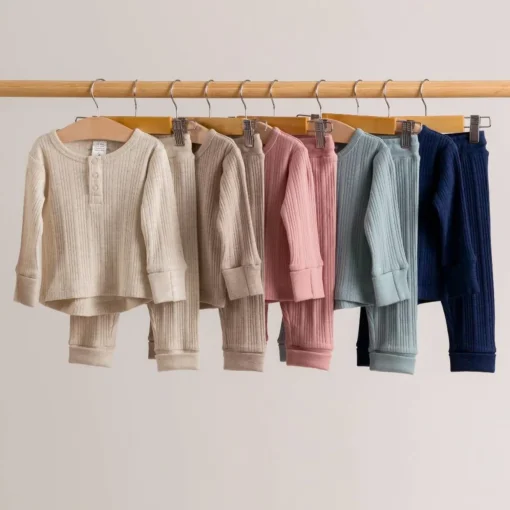 Woolbabe Merino/Organic Cotton Long Sleeve Henley Top - Daydream Collection